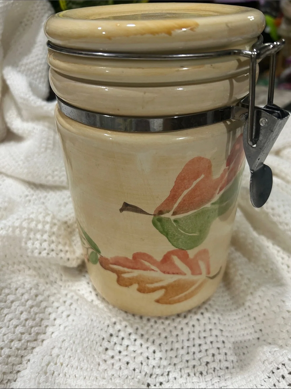 Homegoods Ceramic Airtight Storage Canister Grandmas Kitchen Memories in Autumn